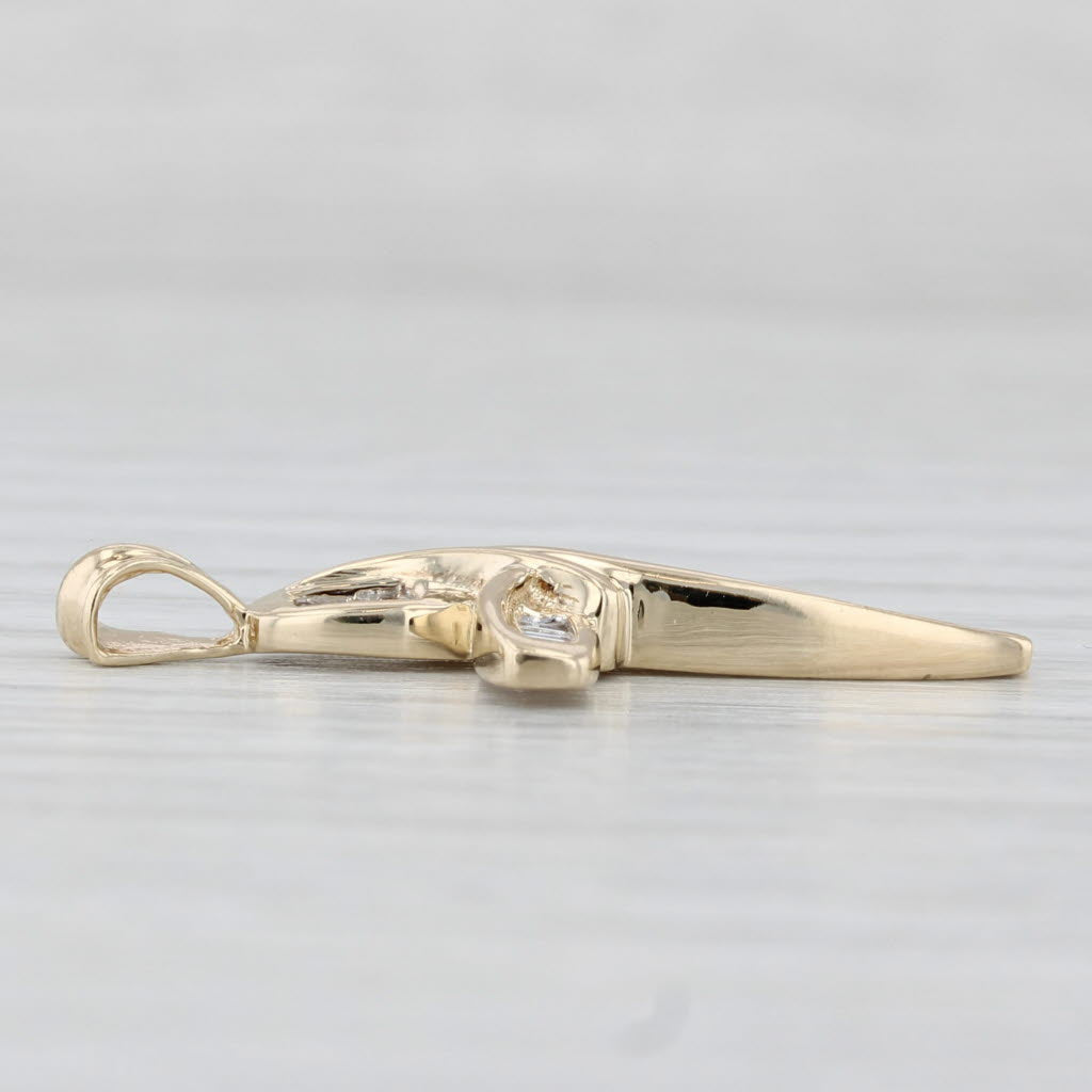 Light Gray 0.22ctw Baguette Diamond Cross Pendant 10k Yellow Gold