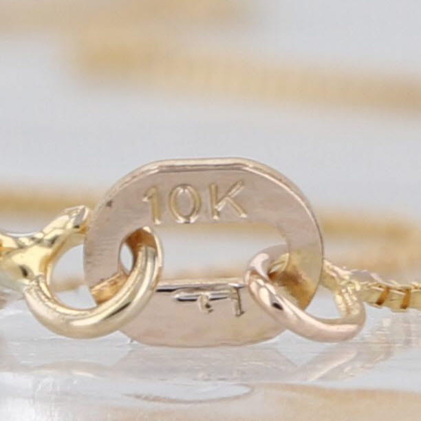 19" 0.5mm Box Chain Necklace 10k Yellow Gold Italian