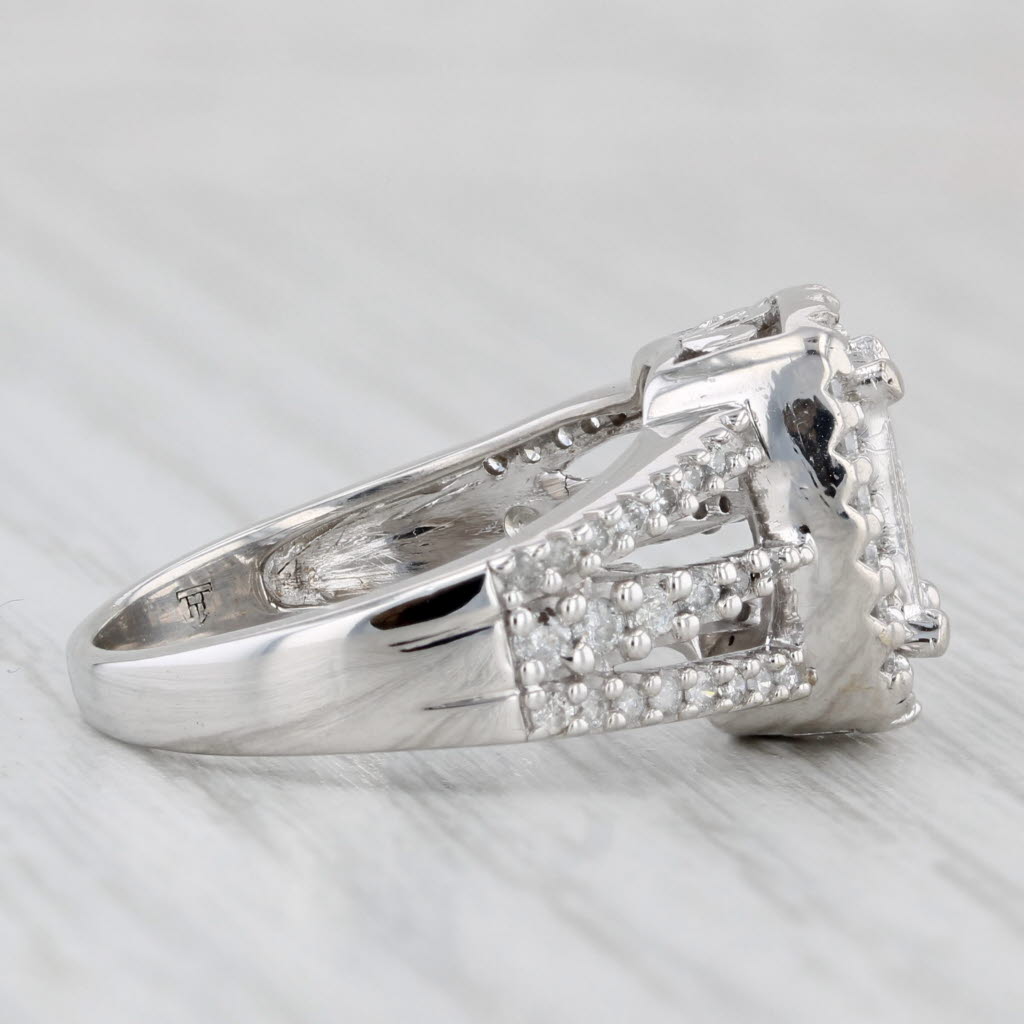 Light Gray 0.91ctw Princess Diamond Halo Engagement Ring 10k White Gold Size 7