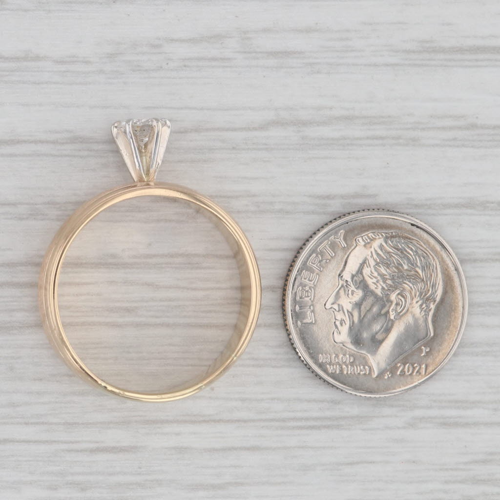 Gray 0.33ct Round Solitaire Diamond Engagement Ring 14k Yellow Gold Size 8