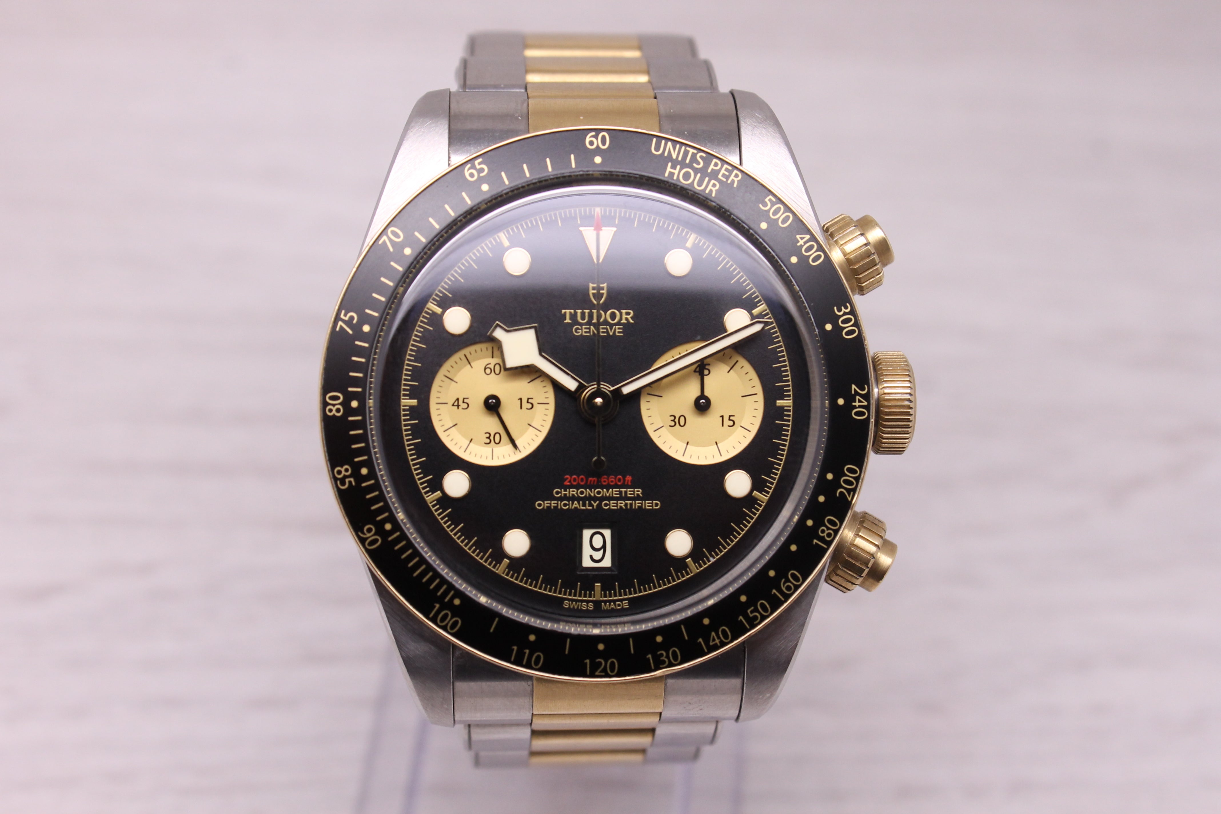 Tudor Black Bay Chrono S&G Mens 41mm Automatic Chronograph Watch Box Card