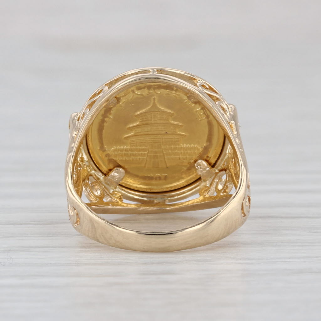 1983 5 Yuan Chinese Panda Coin Ring 14k 24k Yellow Gold Size 5.5