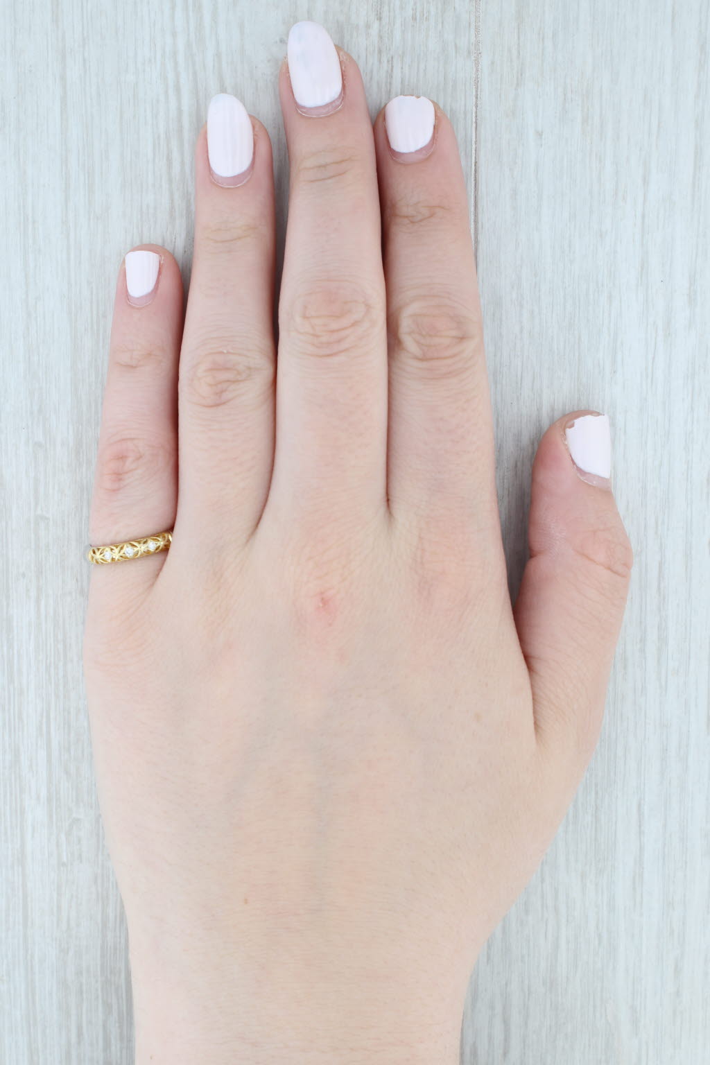 Light Gray Alishan Diamond Ring 18k Yellow White Gold Size 6.25 Stackable Band Wedding