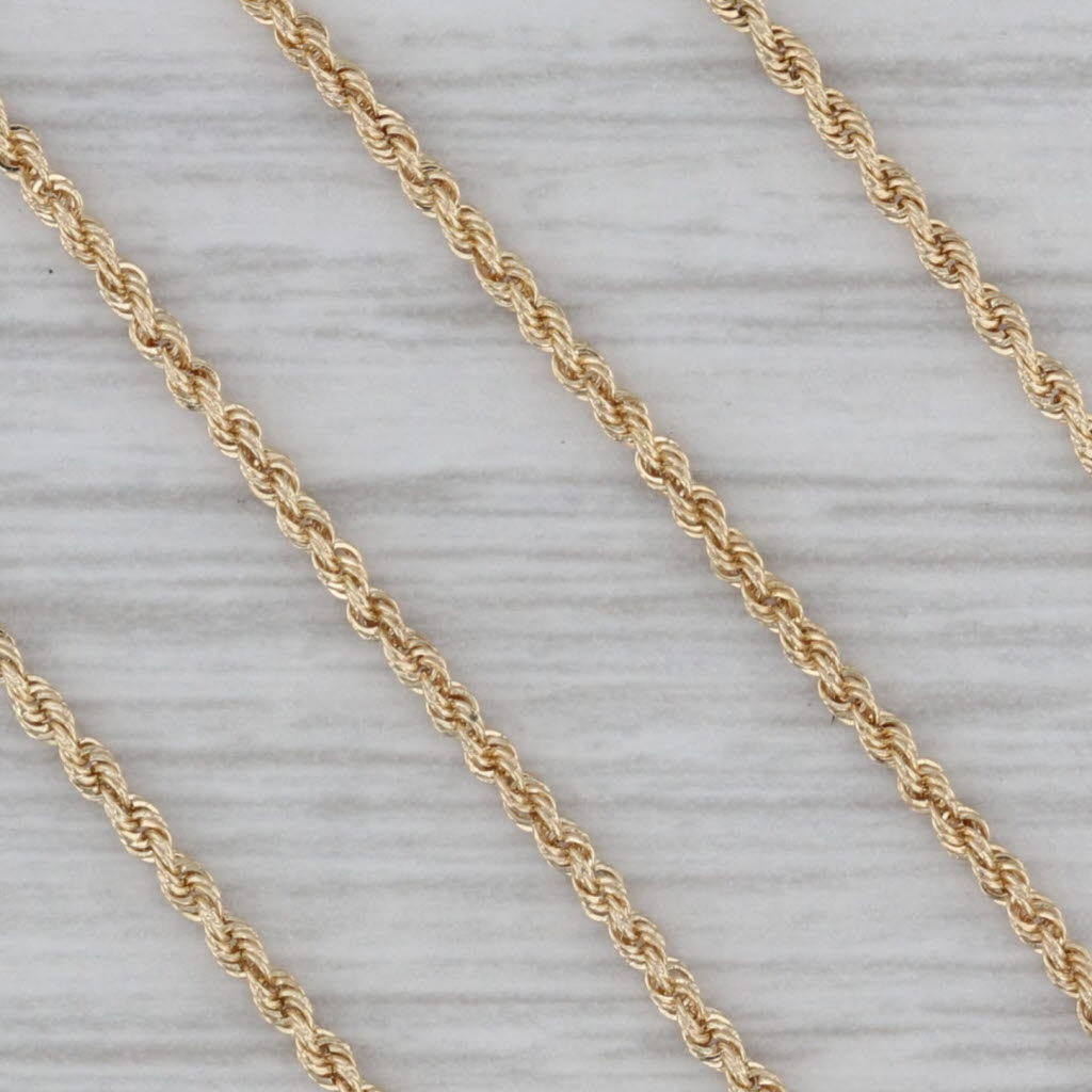 Gray 18" Rope Chain Necklace 14k Yellow Gold Lobster Clasp