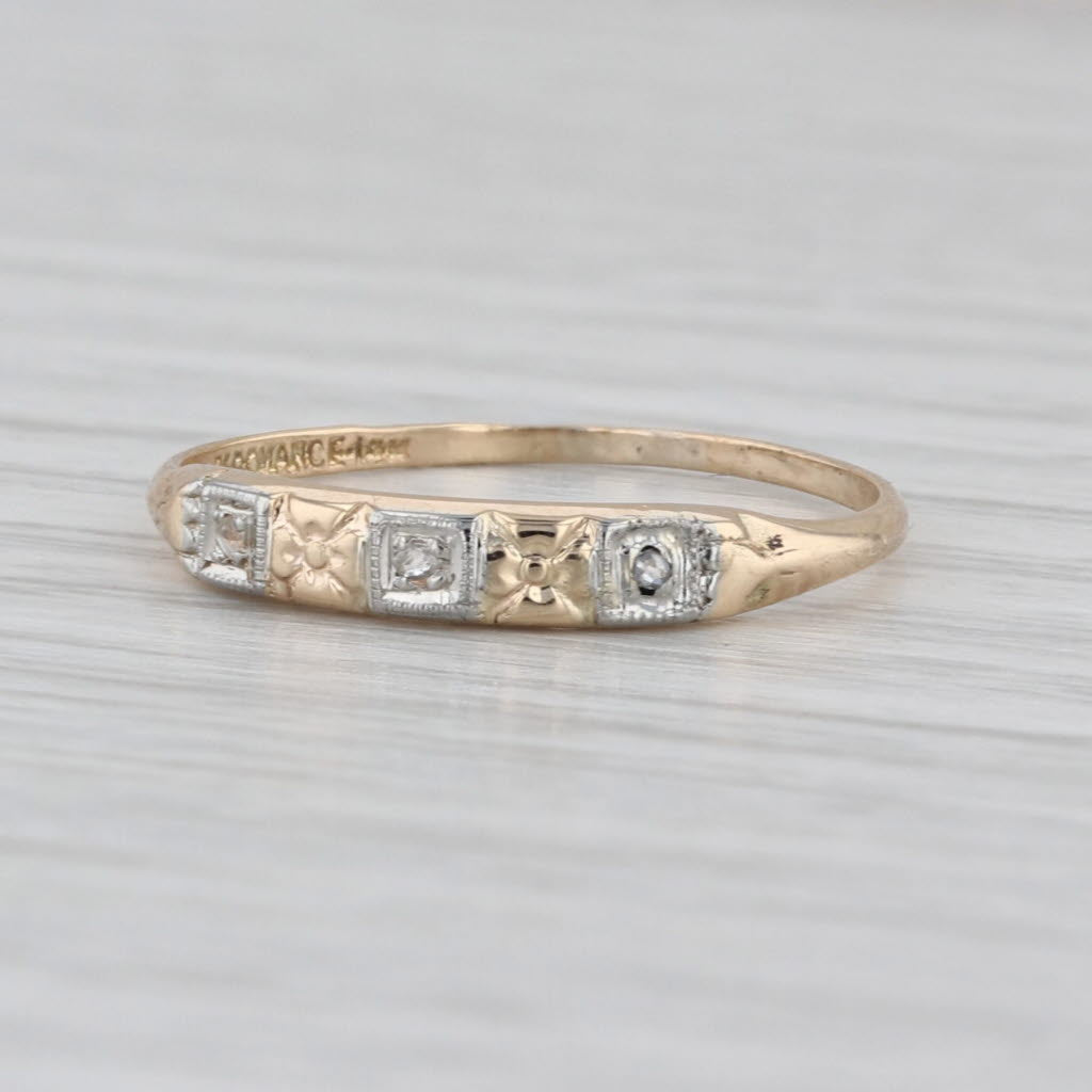 Vintage Rose Cut Diamond Ring 14k Yellow Gold Size 7.5 Wedding Stackable Band