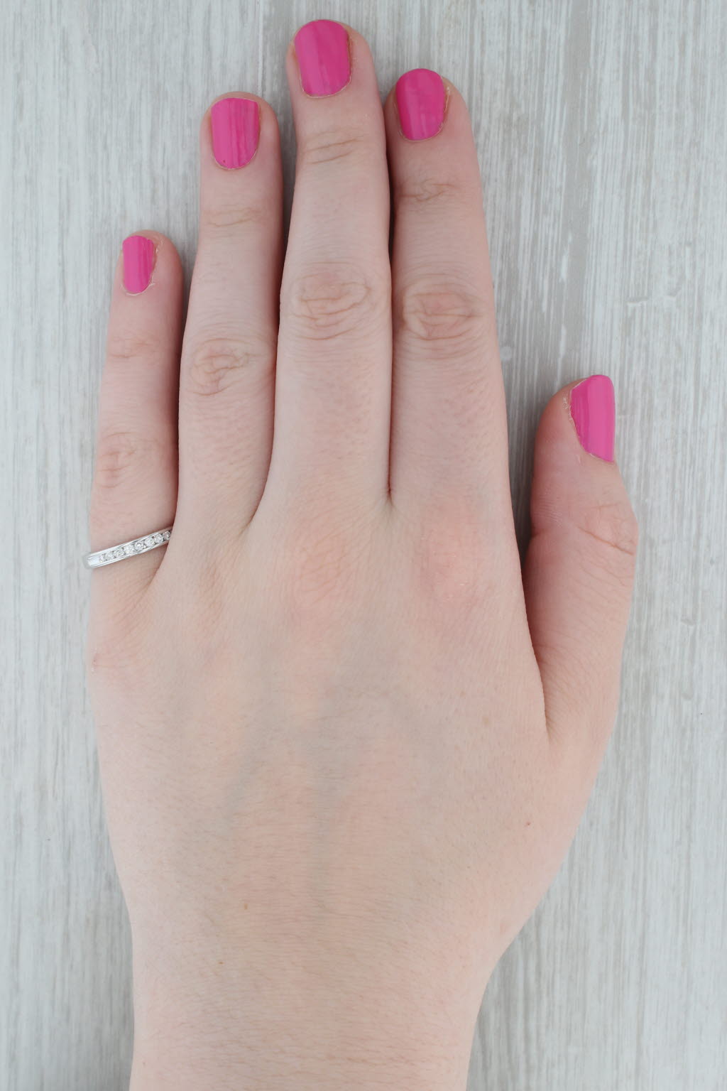 Gray 0.20ctw Diamond Wedding Band 14k White Gold Stackable Anniversary Band Size 7.5