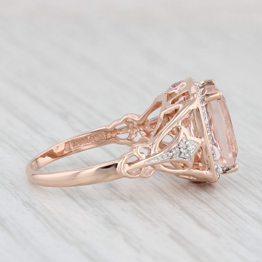Light Gray 3ctw Cushion Morganite Diamond Halo Ring 10k Rose Gold Size 7 Engagement