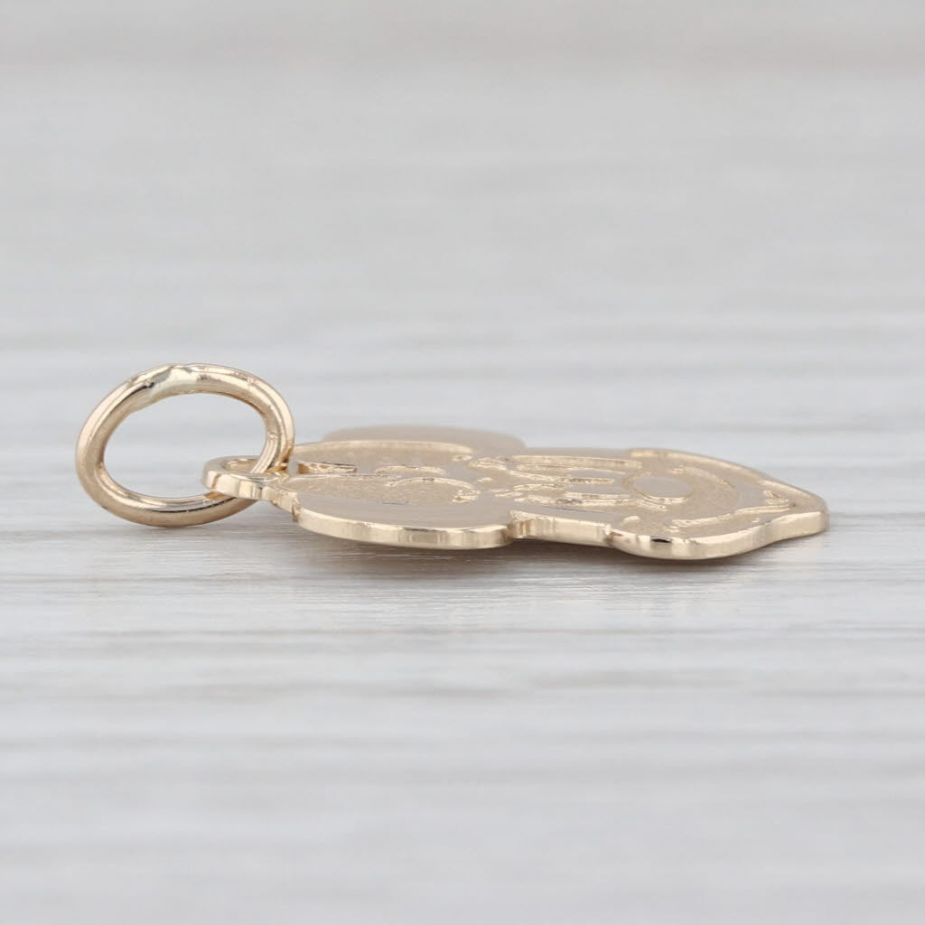 Minnie Mouse Pendant 14k Yellow Gold Disney Cartoon Souvenir Charm