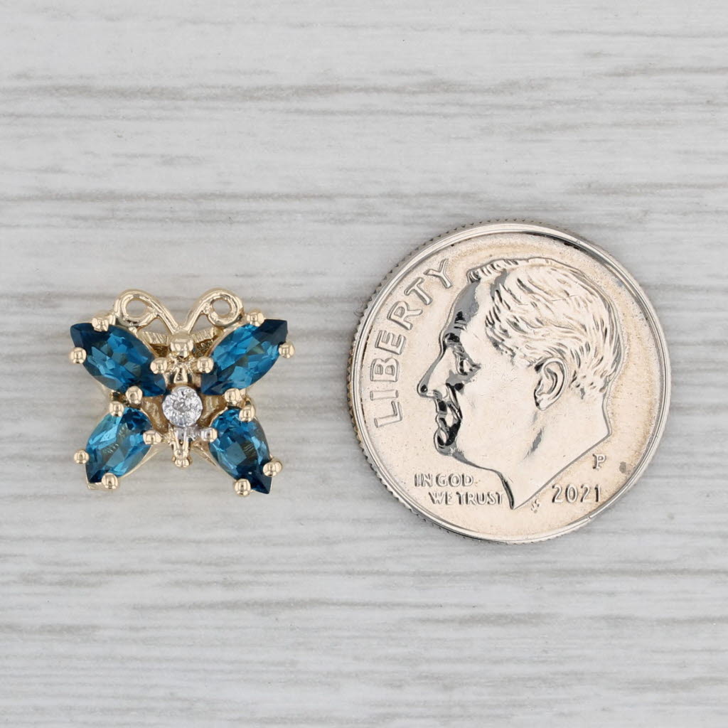Gray 1.16ctw Blue Topaz Butterfly Slide Bracelet Charm 10k Yellow Gold Richard Klein