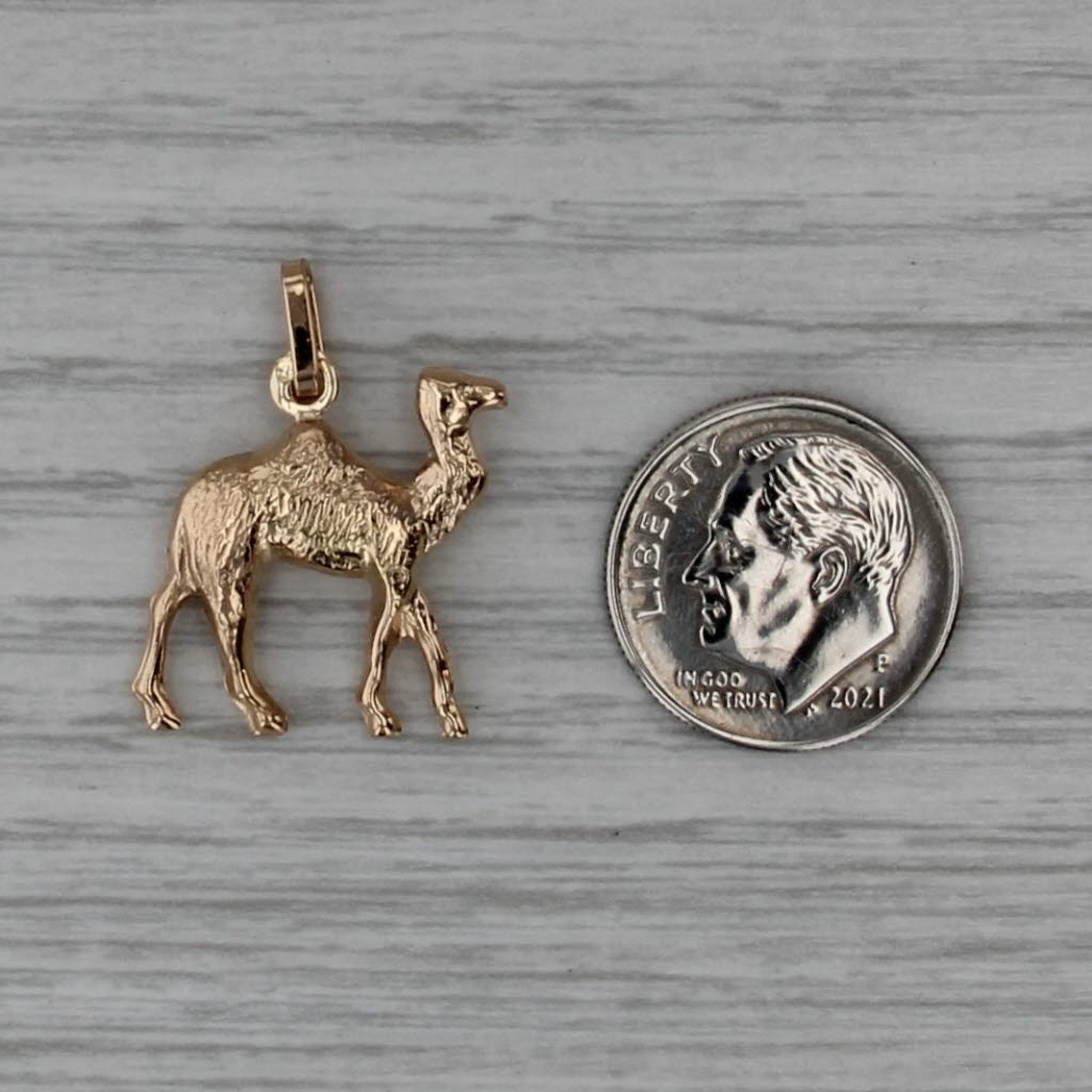Camel Pendant 14k Yellow Gold 3D Animal Charm