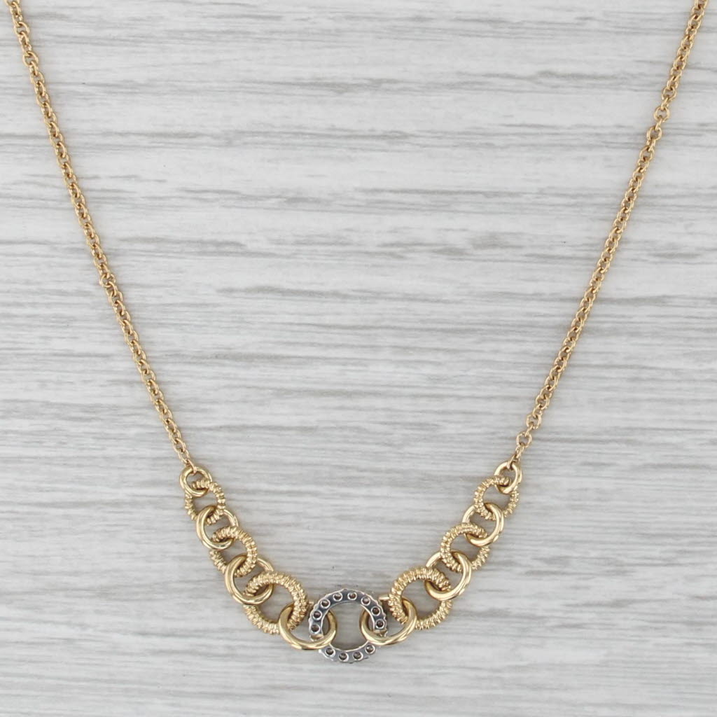 0.18ctw Diamond Circles Necklace 18k Yellow Gold 17.25" Cable Chain
