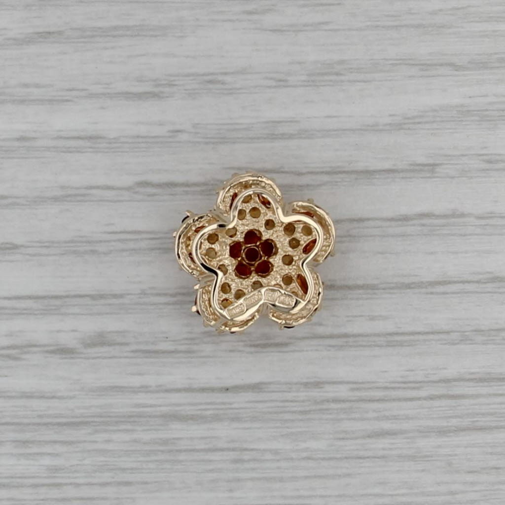 5.76ctw Citrine Flower Pendant 14k Yellow Gold Gemstone Cluster Floating Drop