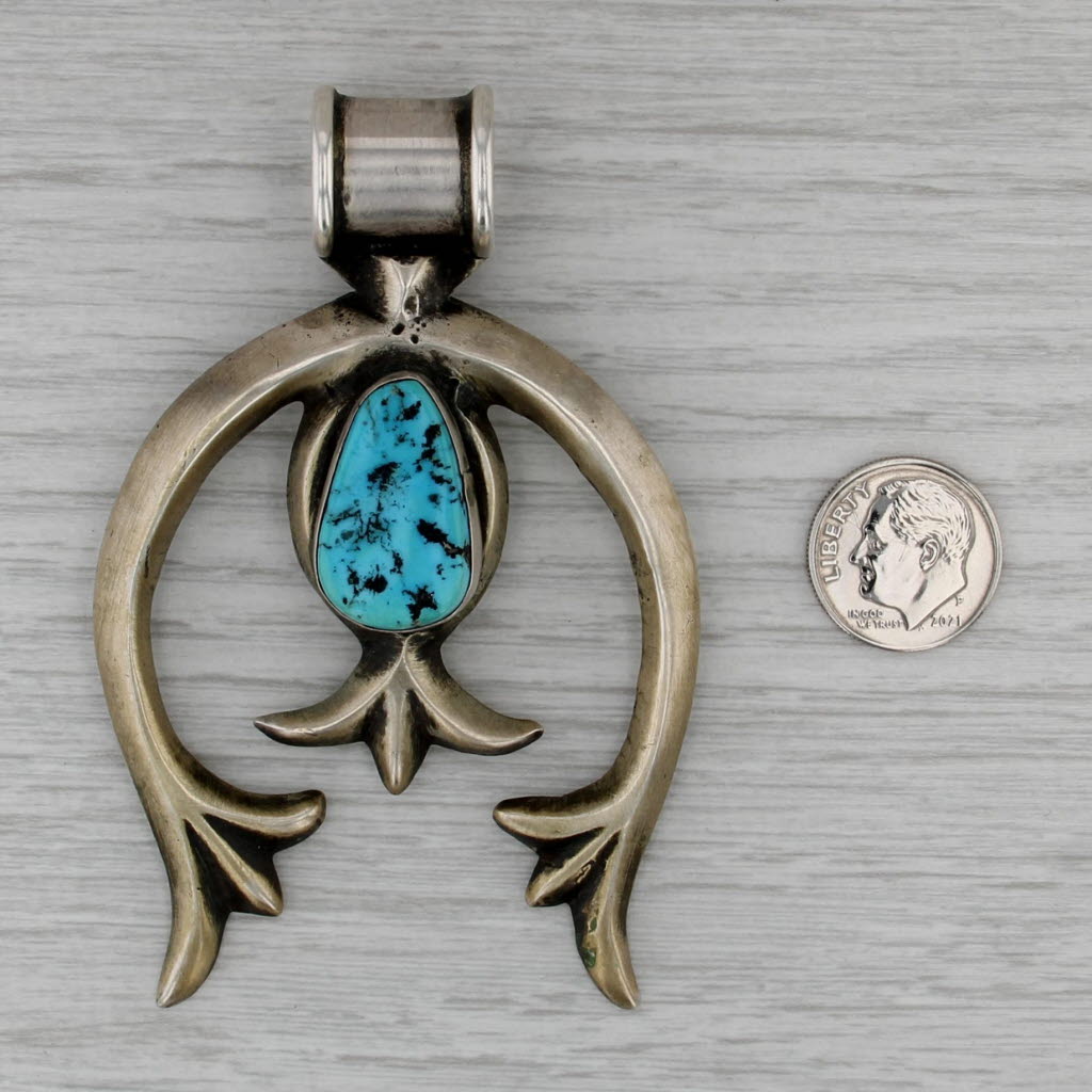 D Morris Large Naja Pendant Sterling Silver Turquoise Navajo Native American