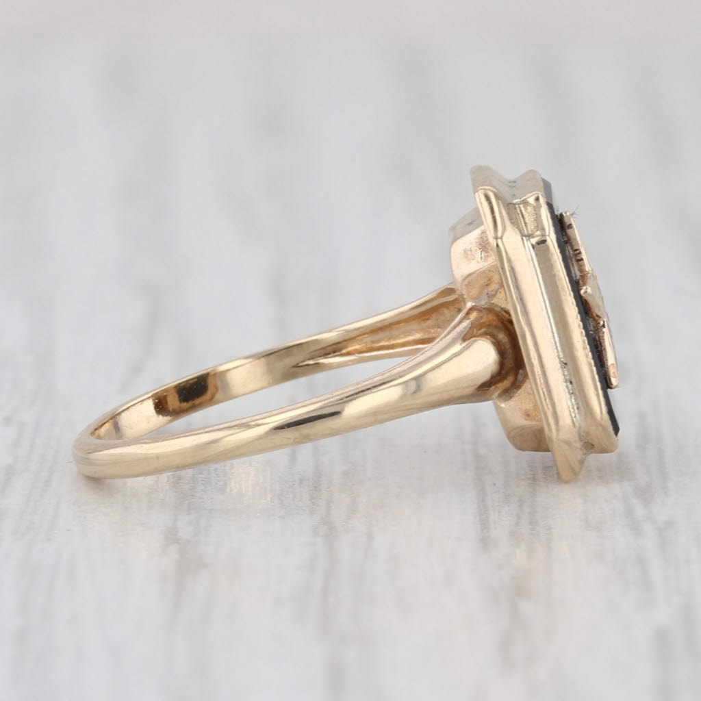 Order Eastern Star OES Signet Ring 10k Yellow Gold Onyx Size 5.25 Masonic