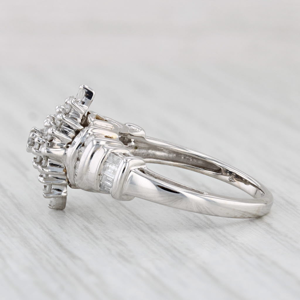 Light Gray 0.75ctw Diamond Cluster Ring 10k White Gold Size 6.75 Engagement