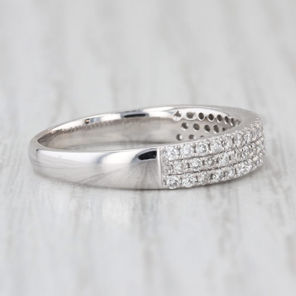 0.33ctw Pave Diamond Wedding Band 14k White Gold Sz 8 Stackable Annivesary Ring