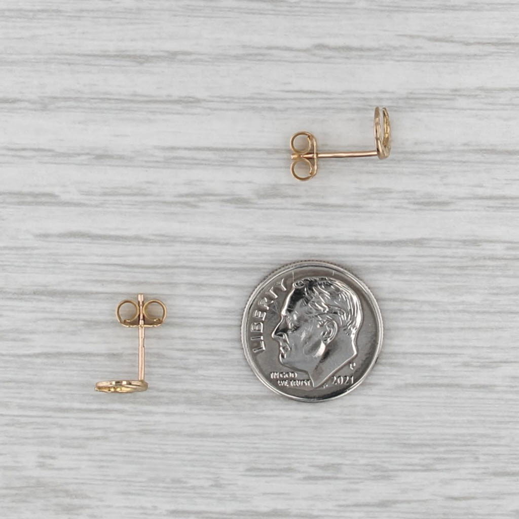 Etched Crescent Moon Earrings 21k Yellow Gold Small Studs