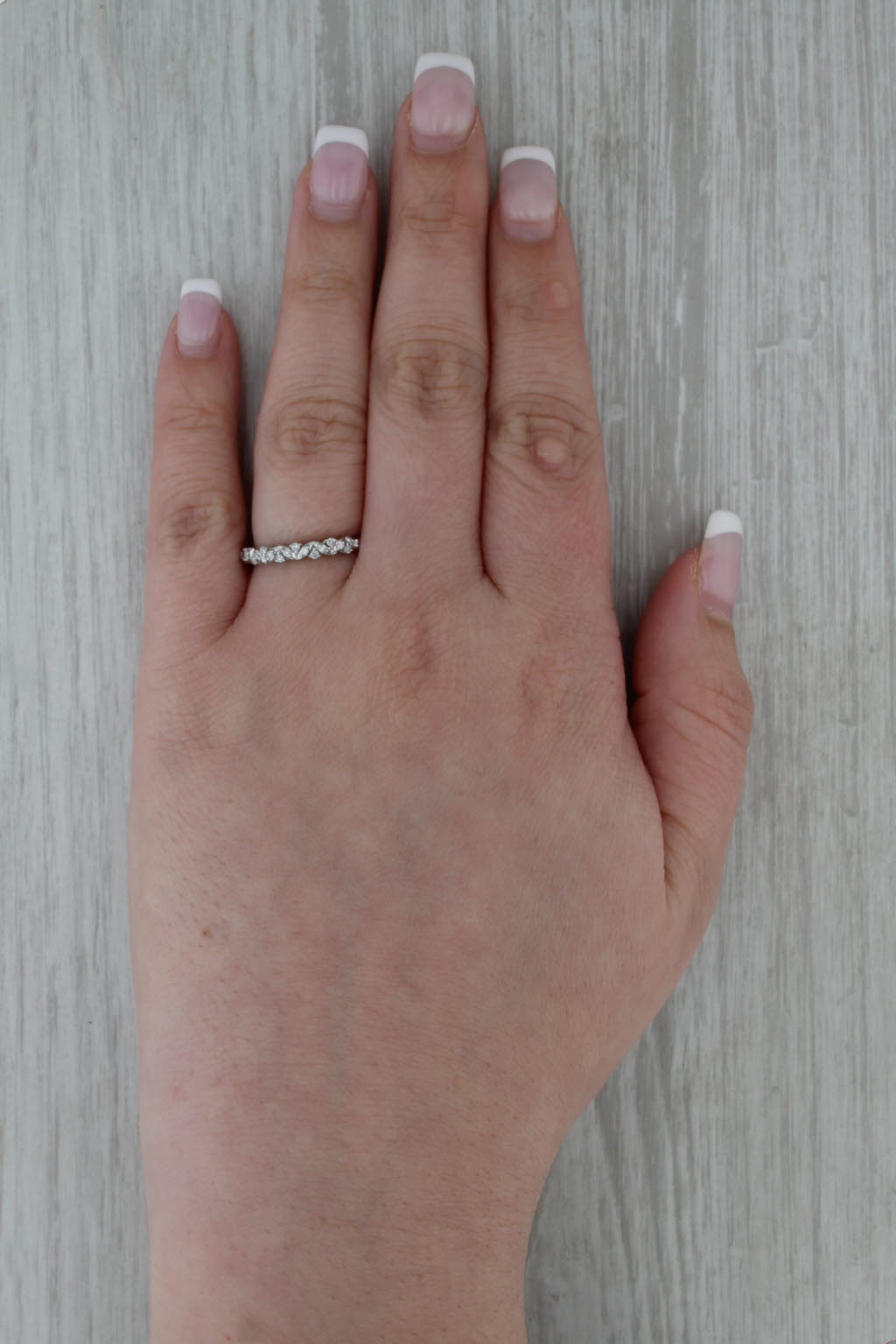 0.15ctw Diamond Wedding Band 14k White Gold Size 7 Stackable Ring