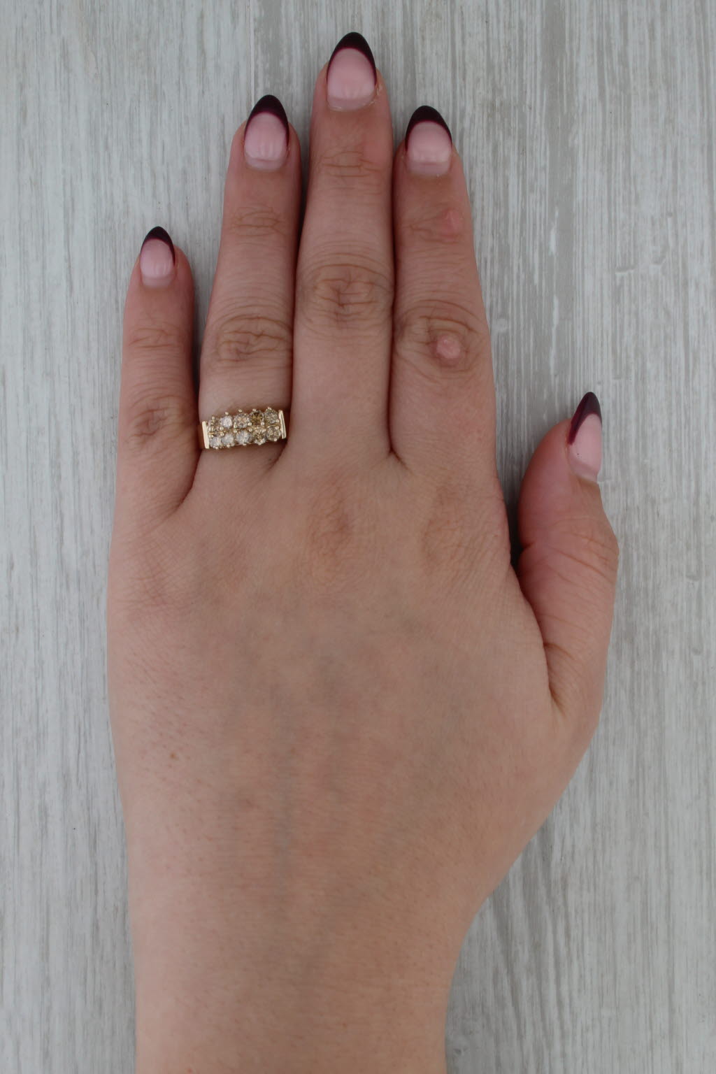 0.78ctw Champagne Brown Pyramid Rooftop Ring 14k Yellow Gold Sz 6.75 Anniversary