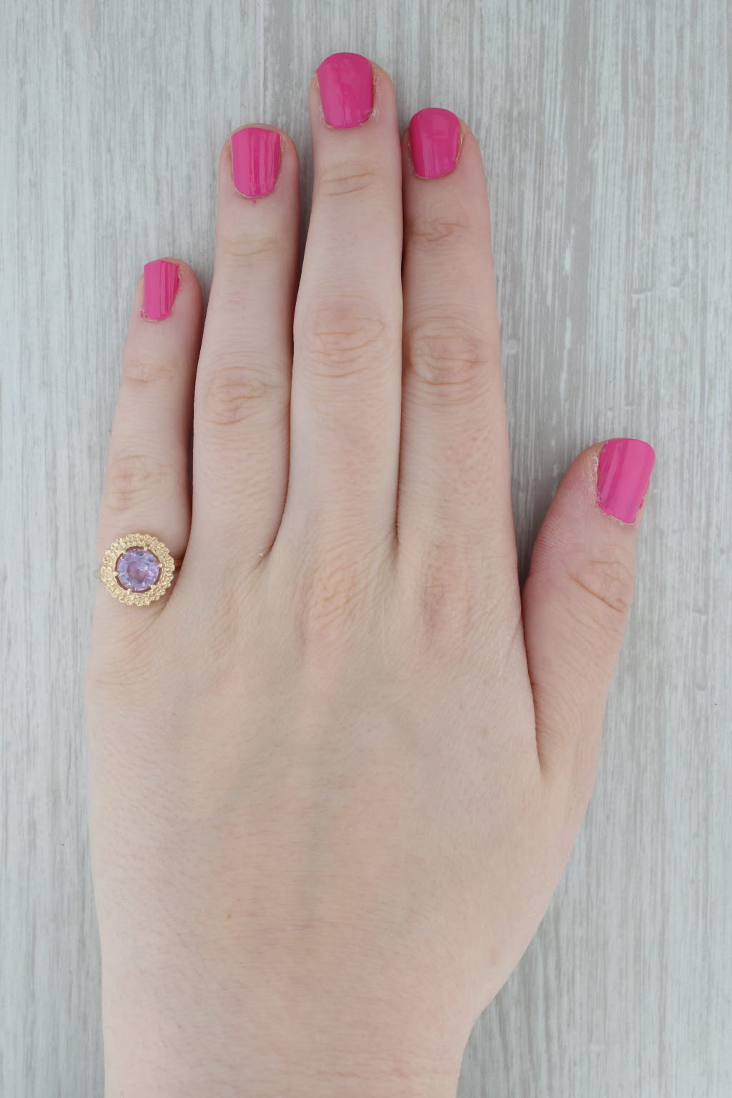 Dark Gray 1.50ct Round Light Purple Amethyst Solitaire Ring 14k Yellow Gold Size 5.5