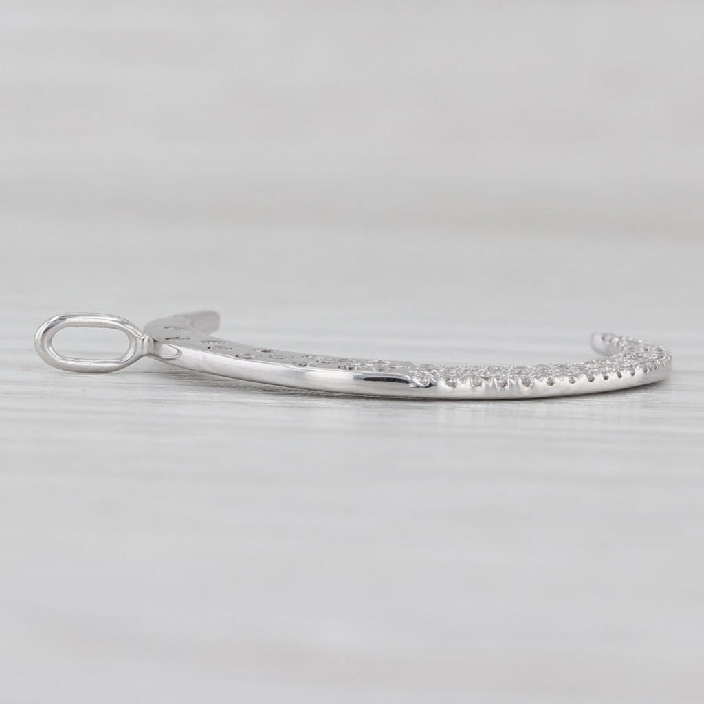 0.23ctw Diamond Encrusted Crescent Moon Pendant 18k White Gold