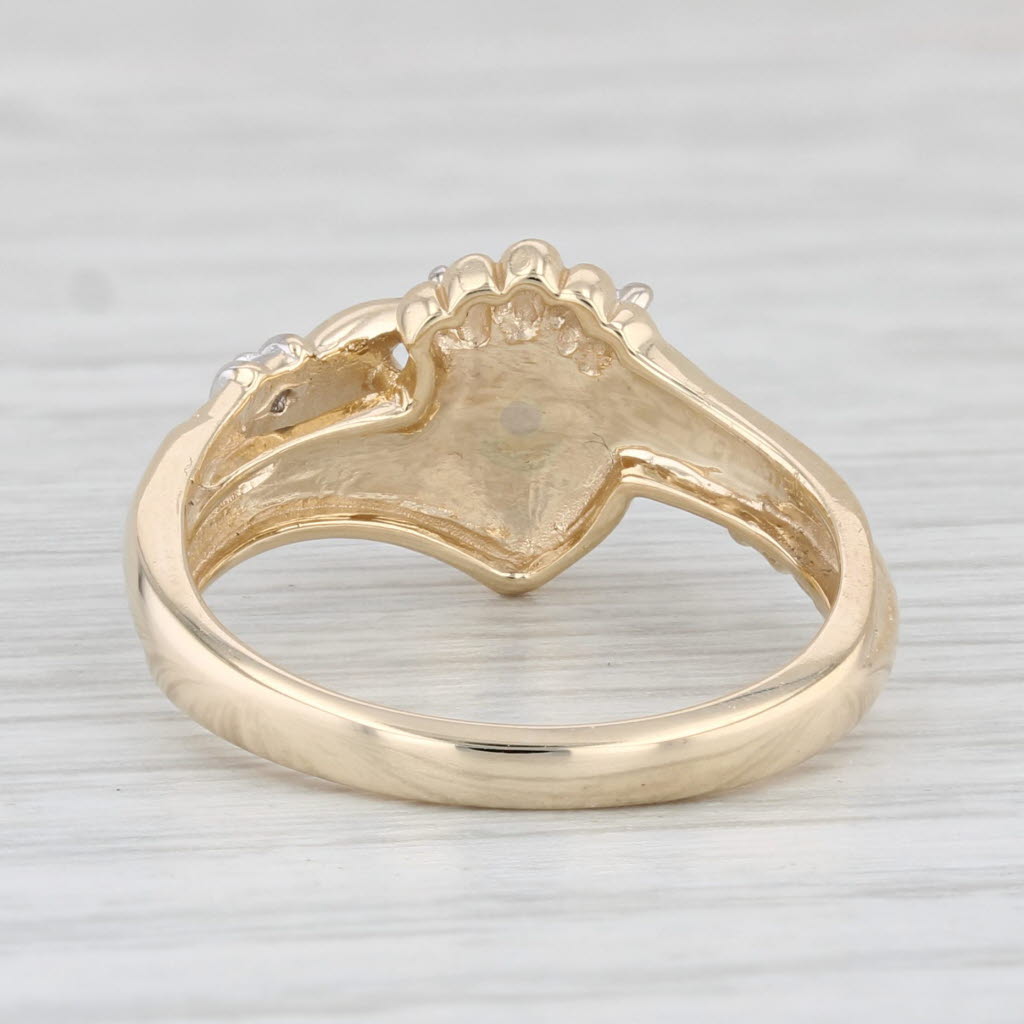 Light Gray Diamond Claddagh Heart Ring 10k Yellow Gold Size 7 Engagement Wedding