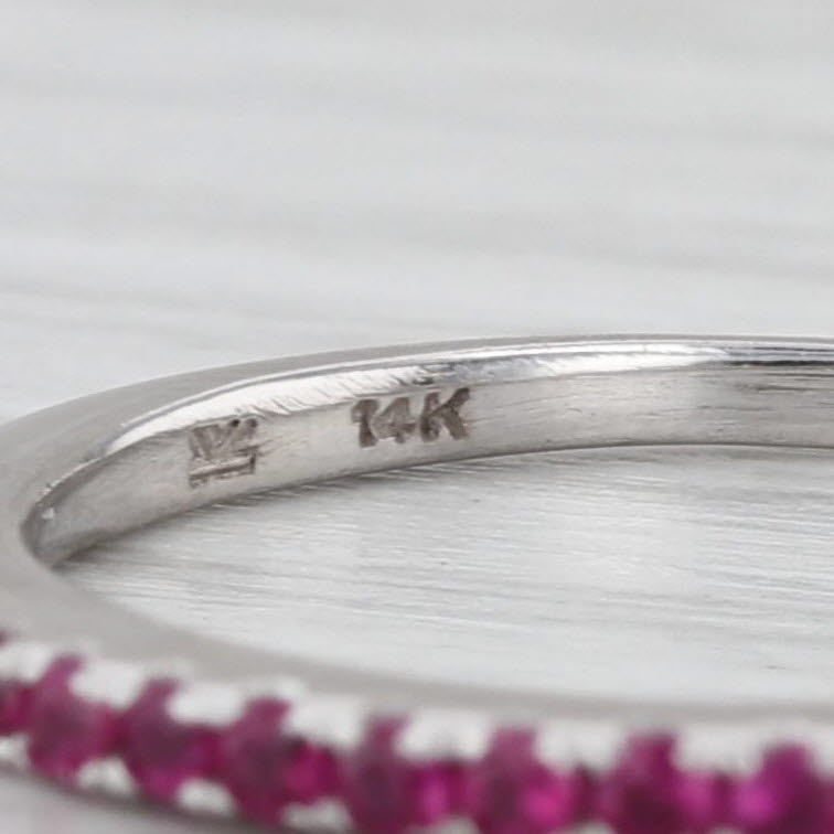 0.28ctw Purple Pink Sapphire Ring 14k White Gold Size 8 Stackable Band Wedding