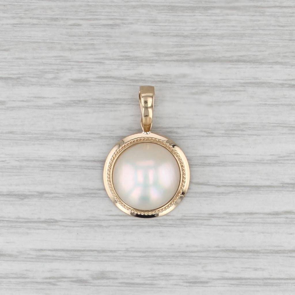 Cultured Mabe Pearl Enhancer Pendant 14k Yellow Gold clip Bail