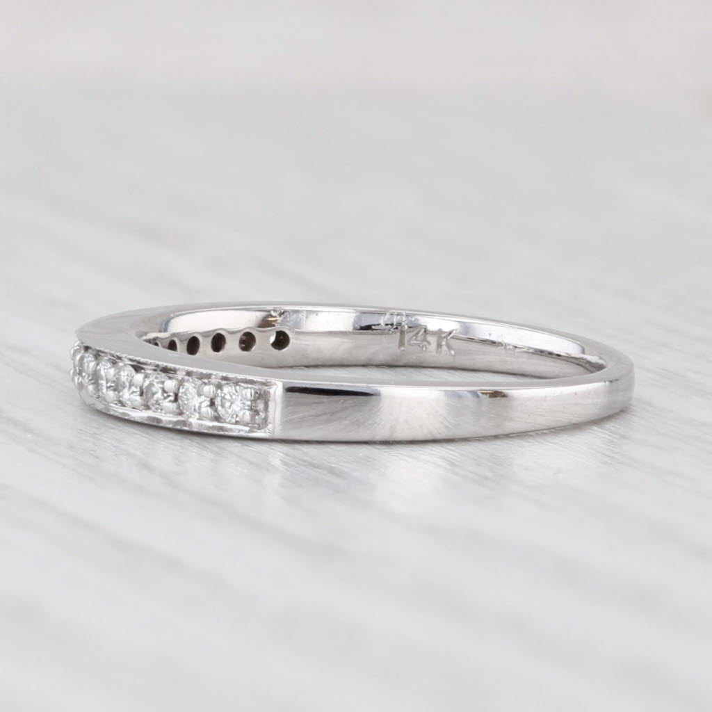 Light Gray 0.23ctw Diamond Wedding Band 14k White Gold Size 6.75 Stackable Ring