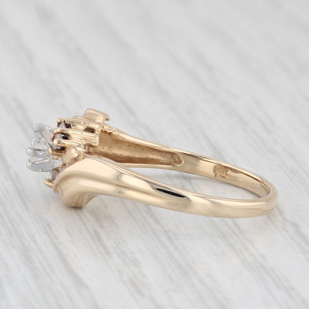 Light Gray 0.26ctw Round Diamond Bypass Engagement Ring 14k Yellow Gold Size 7