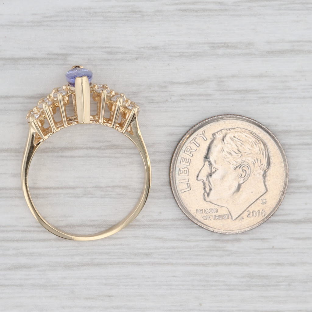 Light Gray 1.06ctw Marquise Tanzanite Diamond Ring 14k Yellow Gold Size 6.75