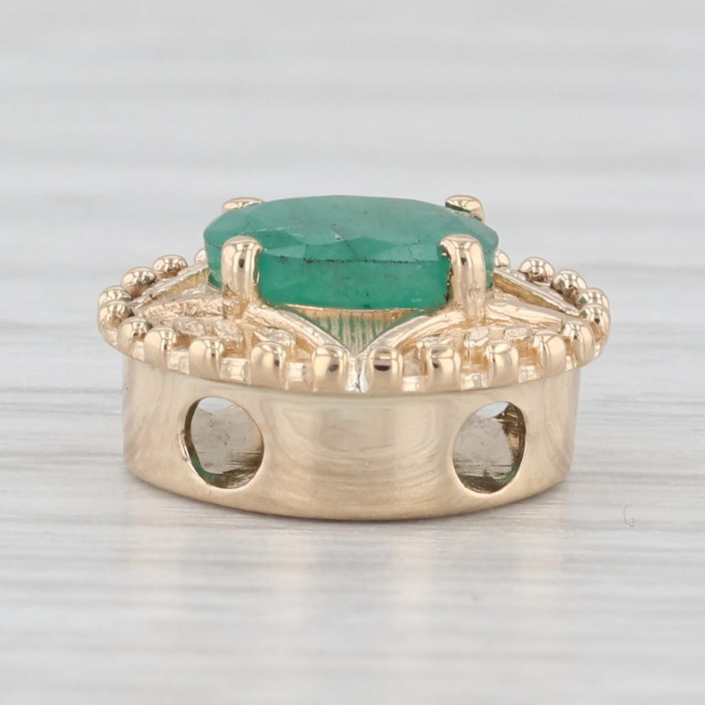 Light Gray 0.75ct Emerald Slide Bracelet Charm 14k Yellow Gold Richard Glatter Vintage