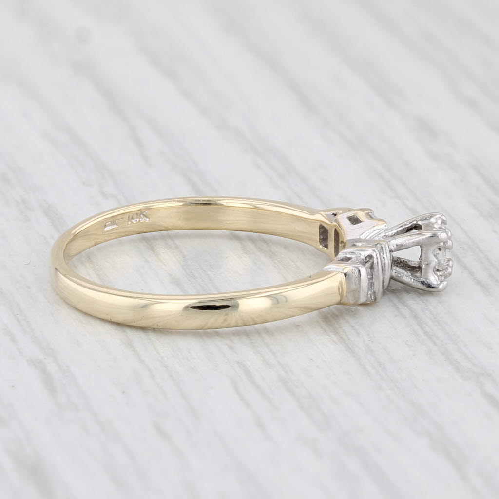 Light Gray 0.18ctw Princess Diamond Engagement Ring 10k White Yellow Gold Size 7.25