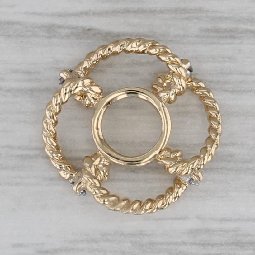 Dark Gray Small Diamond Flower Twist Bead Spacer Charm 14k Yellow Gold Rondel