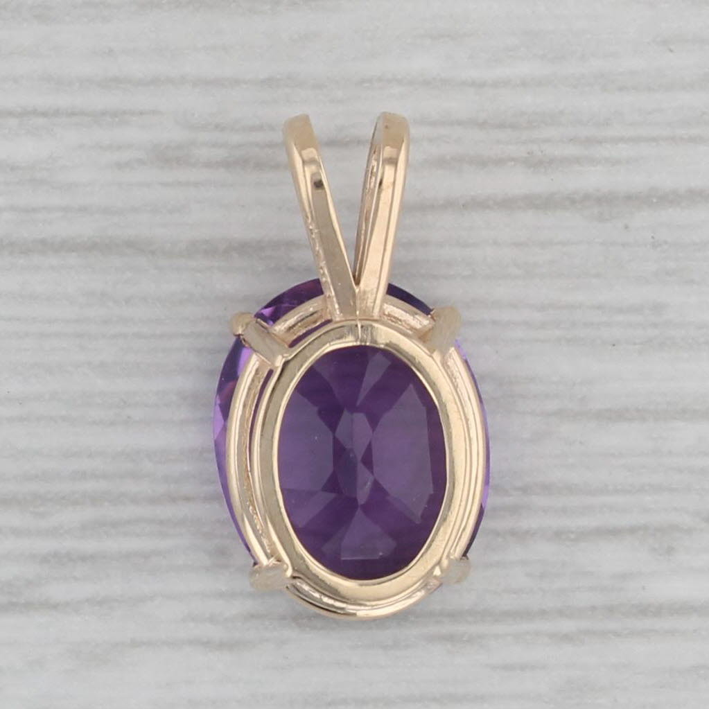 Gray 2.45ct Amethyst Oval Solitaire Pendant 14k Yellow Gold