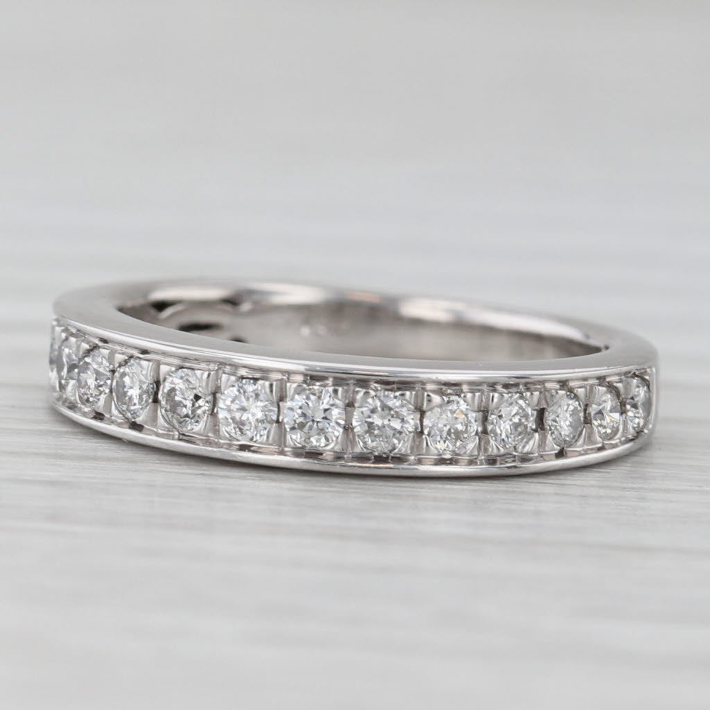 Light Gray 0.33ctw Diamond Wedding Band 14k White Gold Size 4.75 Stackable Anniversary Ring
