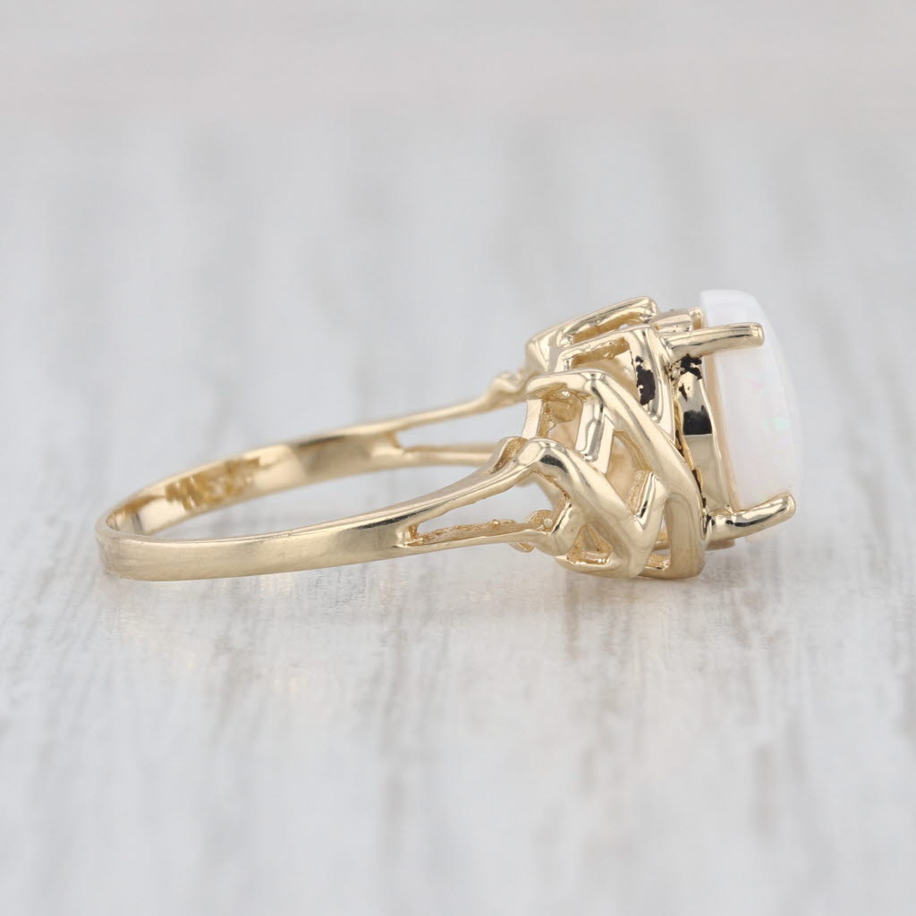 Oval Cabochon Opal Solitaire Ring 10k Yellow Gold Size 6.5