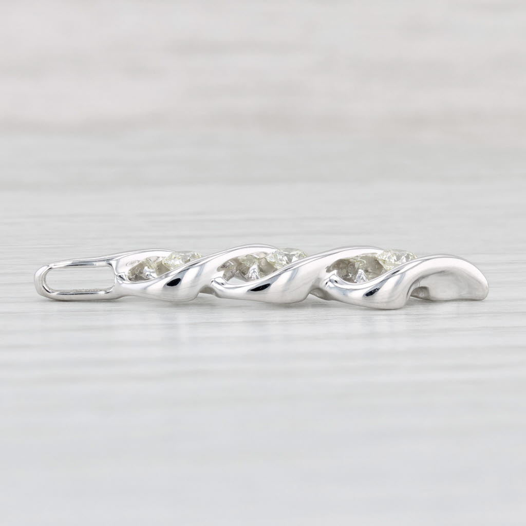 Light Gray 0.50ctw Diamond 3-Stone Journey Pendant 14k White Gold Twist Drop