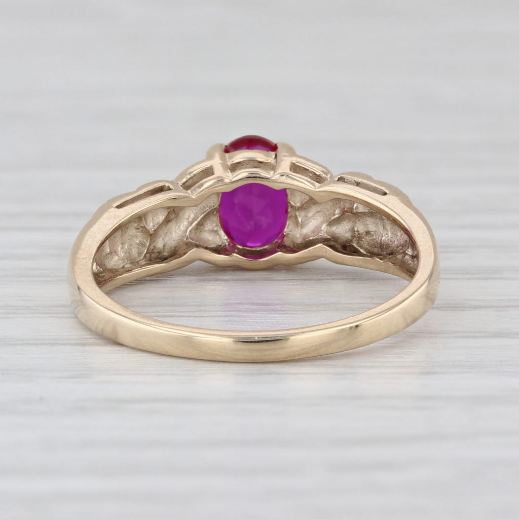 Town & Country 0.94ct Lab Created Ruby Ring 10k Yellow Gold Oval Solitaire Sz 7