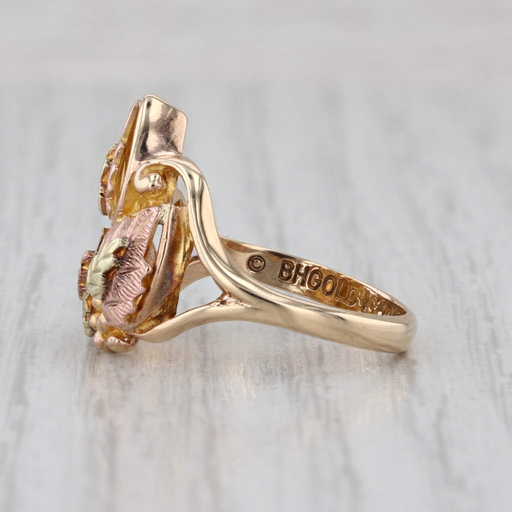Black Hills Gold Jewelry Co Leaf Ring 10k Yellow Green Rose Gold Size 6.25