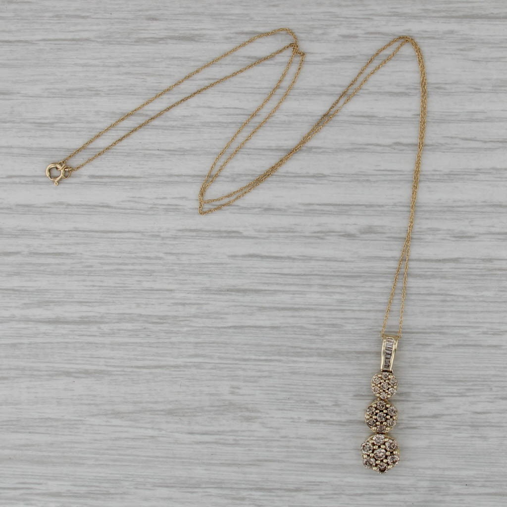 0.77ctw Diamond Clusters Journey Pendant Necklace 10k Yellow Gold 18.25"