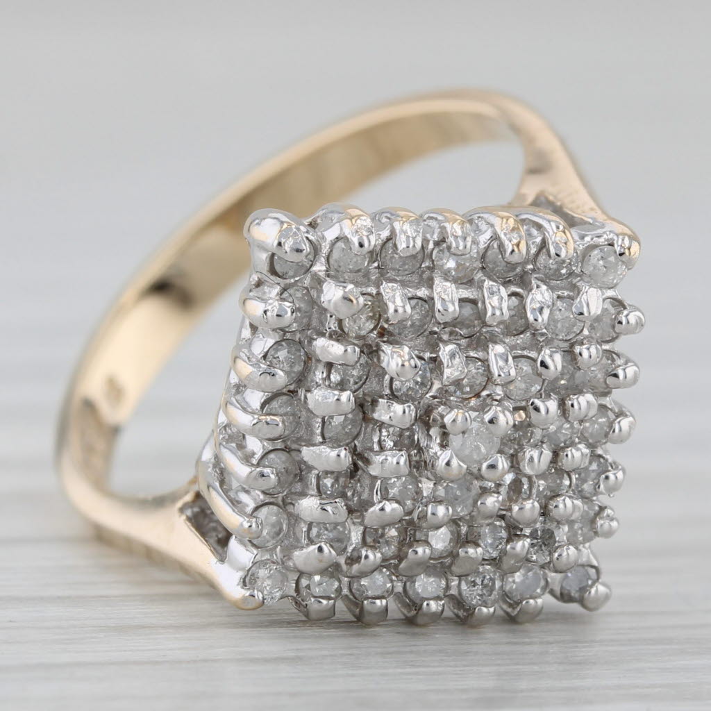 Gray 0.50ctw Diamond Cluster Ring 14k White Yellow Gold Size 6