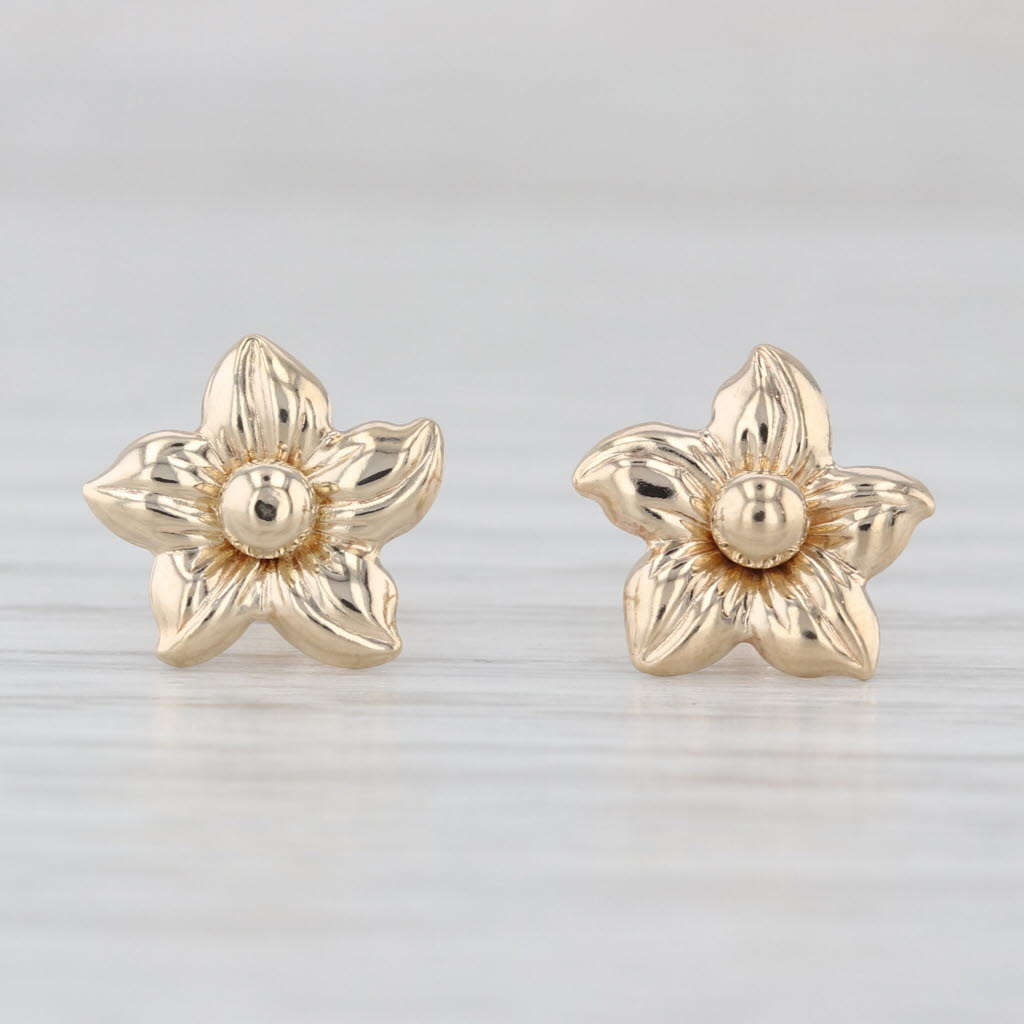 Flower Stud Earrings 14k Yellow Gold Floral Studs