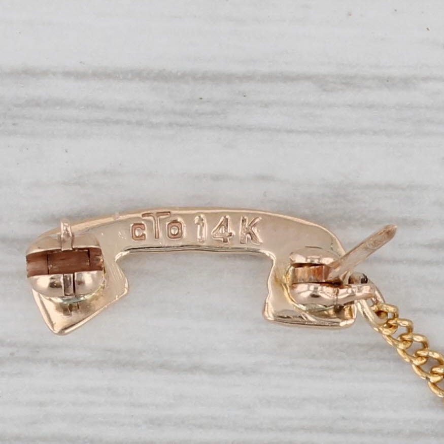 Gray Diamond Bell South Telephone Pendant 14k Yellow Gold Service Pin
