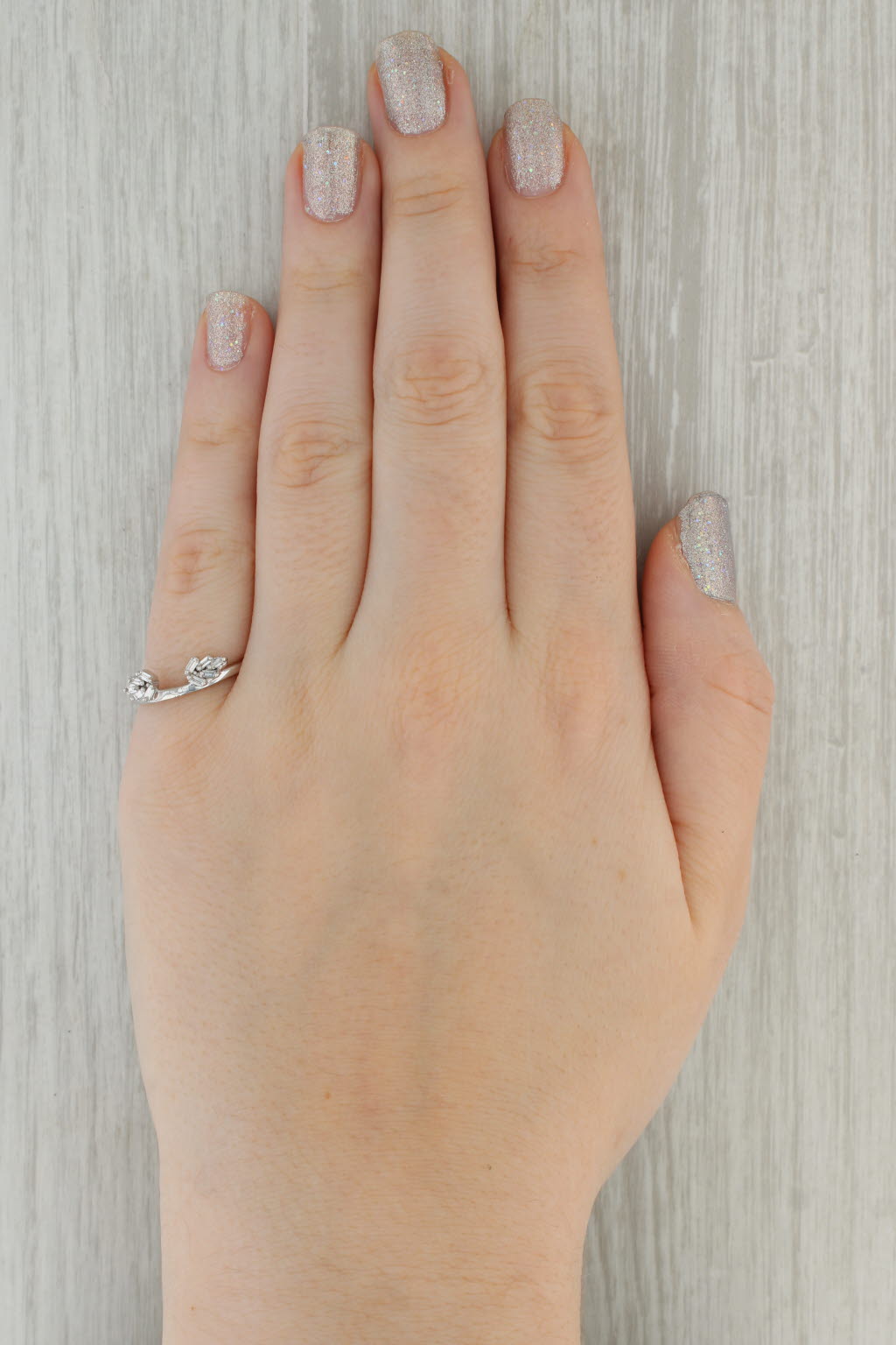 Dark Gray 0.22ctw Diamond Ring Jacket Guard 14k White Gold Size 7.25 Wedding Band