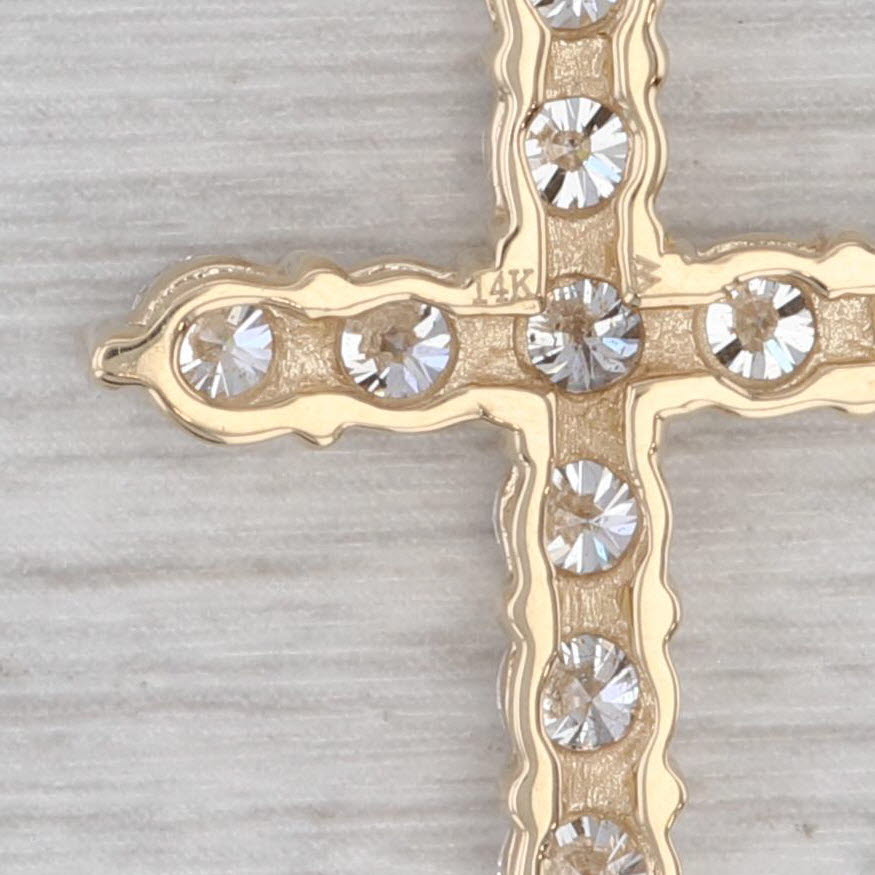 Gray 2ctw Diamond Cross Pendant Necklace 14k Yellow Gold 18" Box Chain