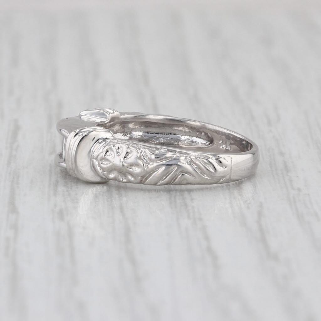 0.25ctw Diamond Wedding Ring 14k White Gold Floral Stackable Annivesary Band