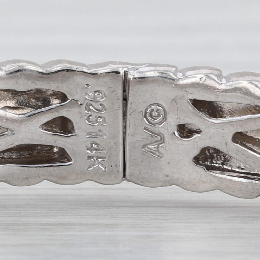 Alwand Vahan 0.16ctw Diamond Station Bangle Bracelet Sterling Silver 14k Gold 7"