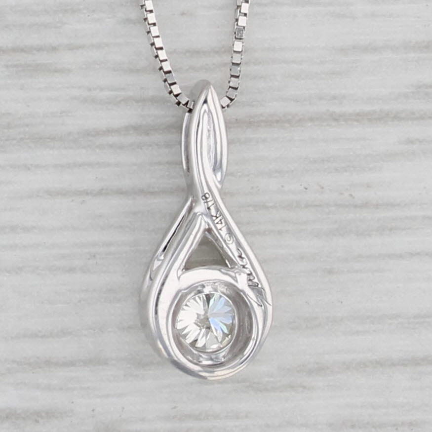 Gray 0.12ct Round Diamond Solitaire Pendant Necklace 14k White Gold 18" Box Chain