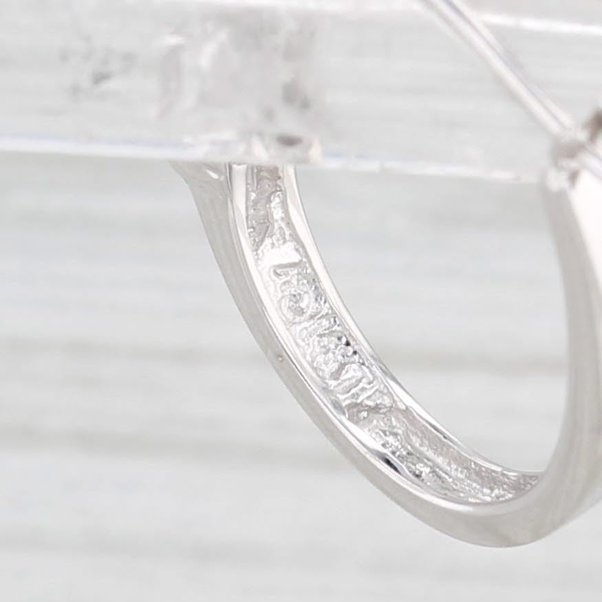 Light Gray 0.20ctw Diamond Journey Oval Hoop Earrings 14k White Gold Snap Top Hoops